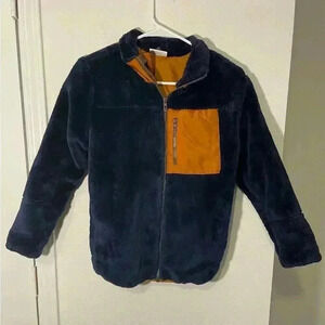 Tommy Bahama Blue and Orange Fleece Zip Up Mock Neck Jacket Boys Size 10